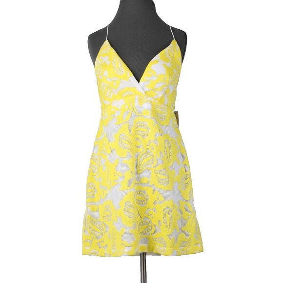 Maeve Dresses & Skirts - Maeve Dress $170 Sz 10 Yellow White Lined Embroidered V Neck Poly Viscose